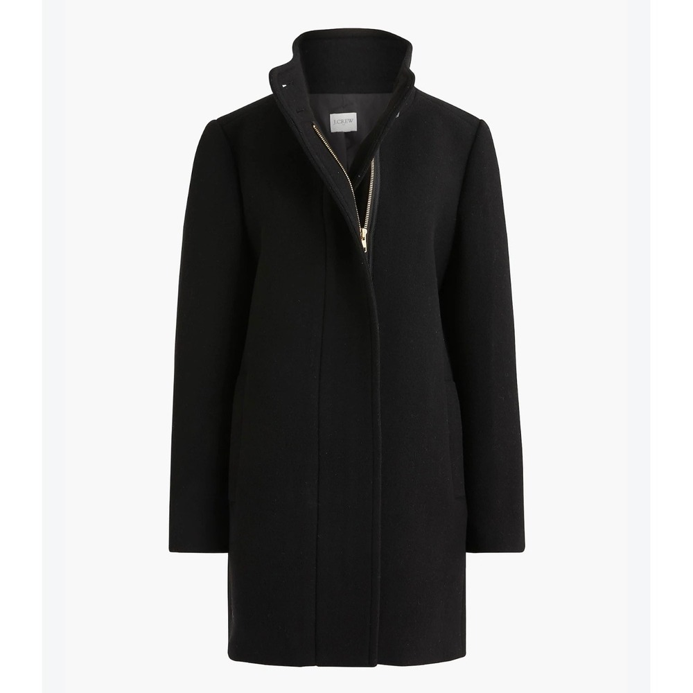 J.Crew Mercantile Womens Black Wool Blend Funnel Neck City Coat Zip Jacket 2